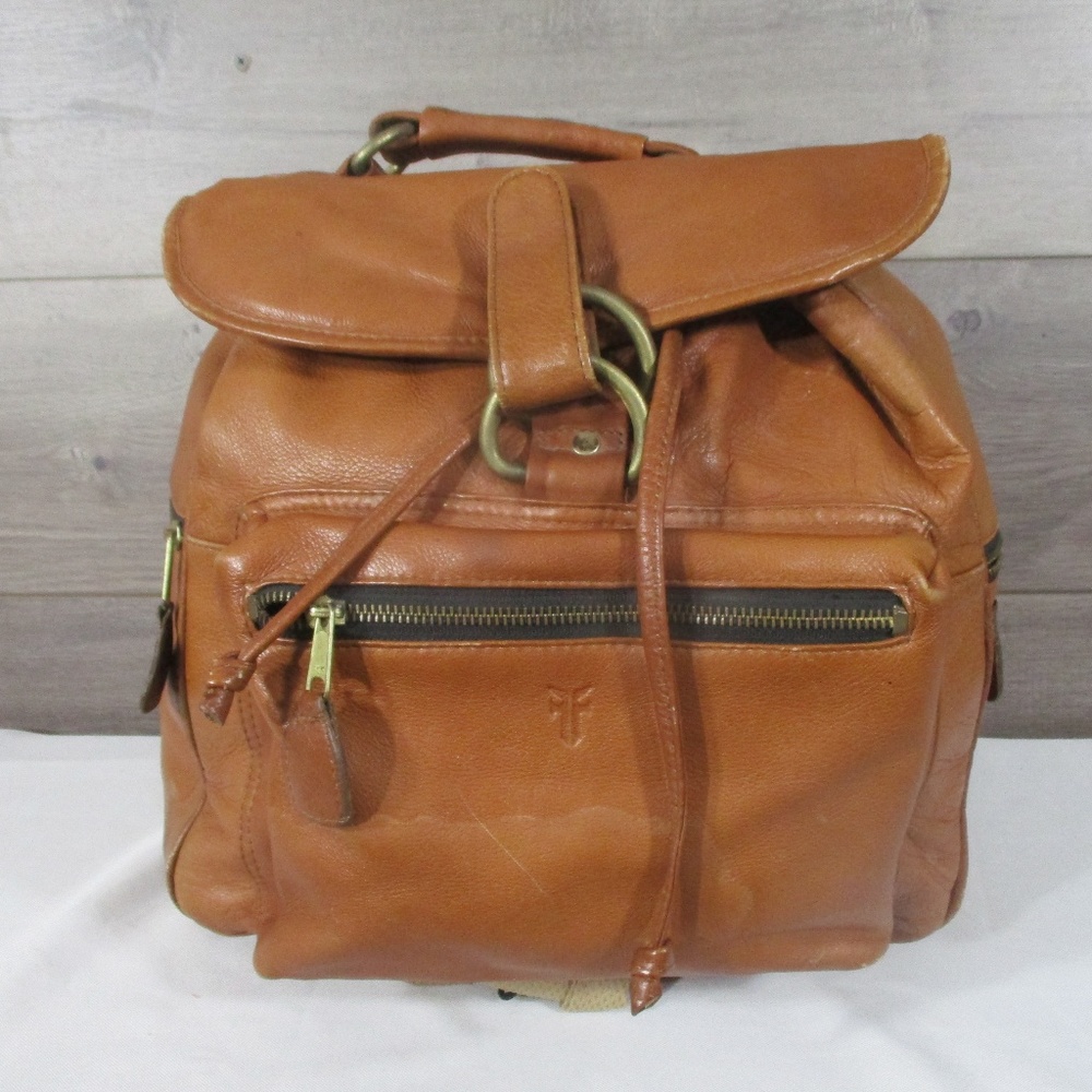 Vintage Frye Brown Leather Backpack - Picture 1 of 8